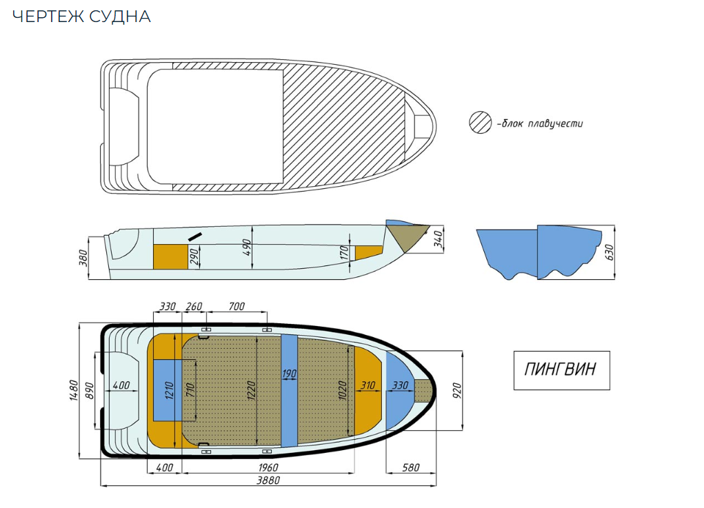 Стеклопластиковая лодка Пингвин (тримаран) в Северске